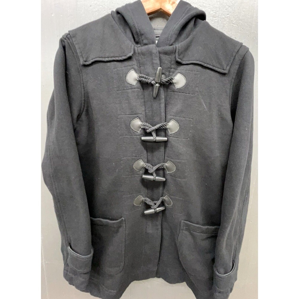 Coldwater Creek Jacket M Black Cotton Soft Zip Toggle Whimsygoth Coat Vtg 90s‎